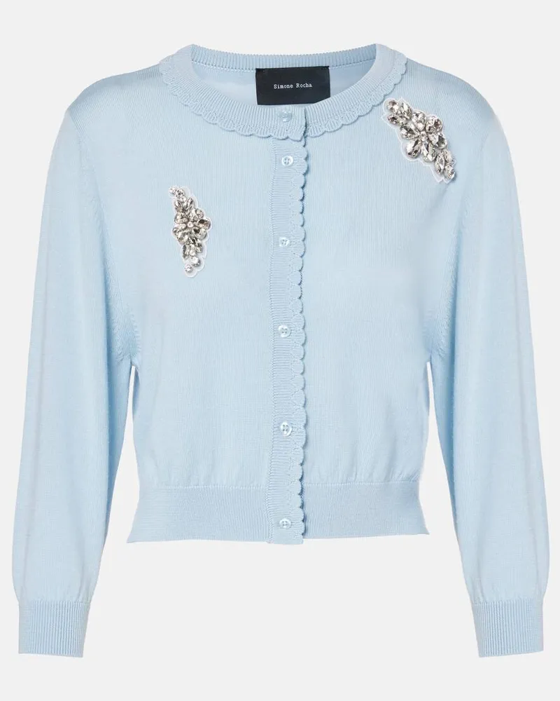 Simone Rocha Verzierter Cardigan aus Wolle Blau