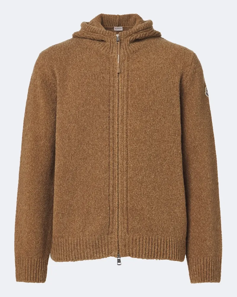 Moncler Kapuzenjacke aus Bouclé Braun