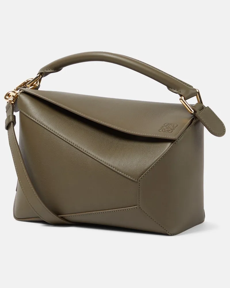 Loewe Tote Puzzle Small aus Leder Grün