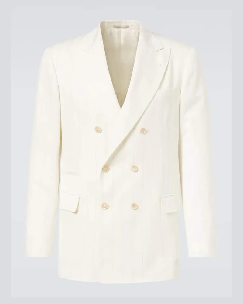 Brunello Cucinelli Anzugjacke aus Wolle und Baumwolle Weiß