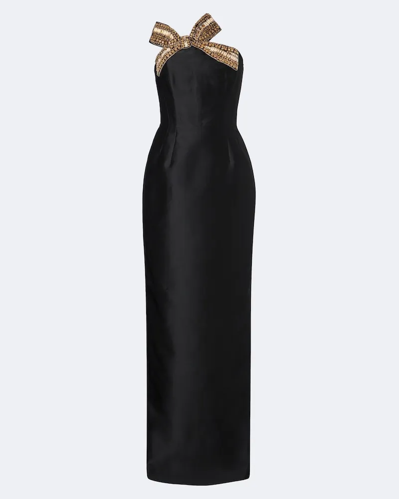 Rebecca Vallance Verzierte Bustier-Robe Venus aus Crêpe Schwarz