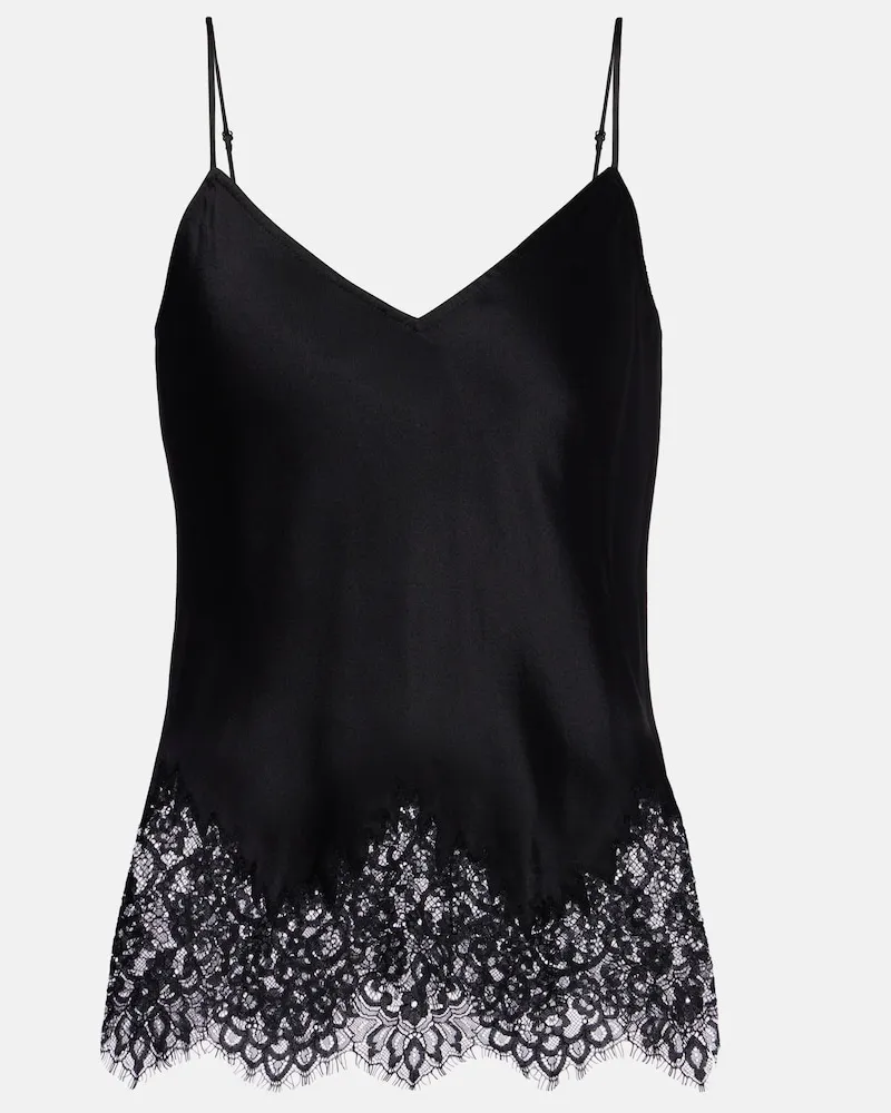 Nili Lotan Top Nadine aus Seide mit Spitze Schwarz