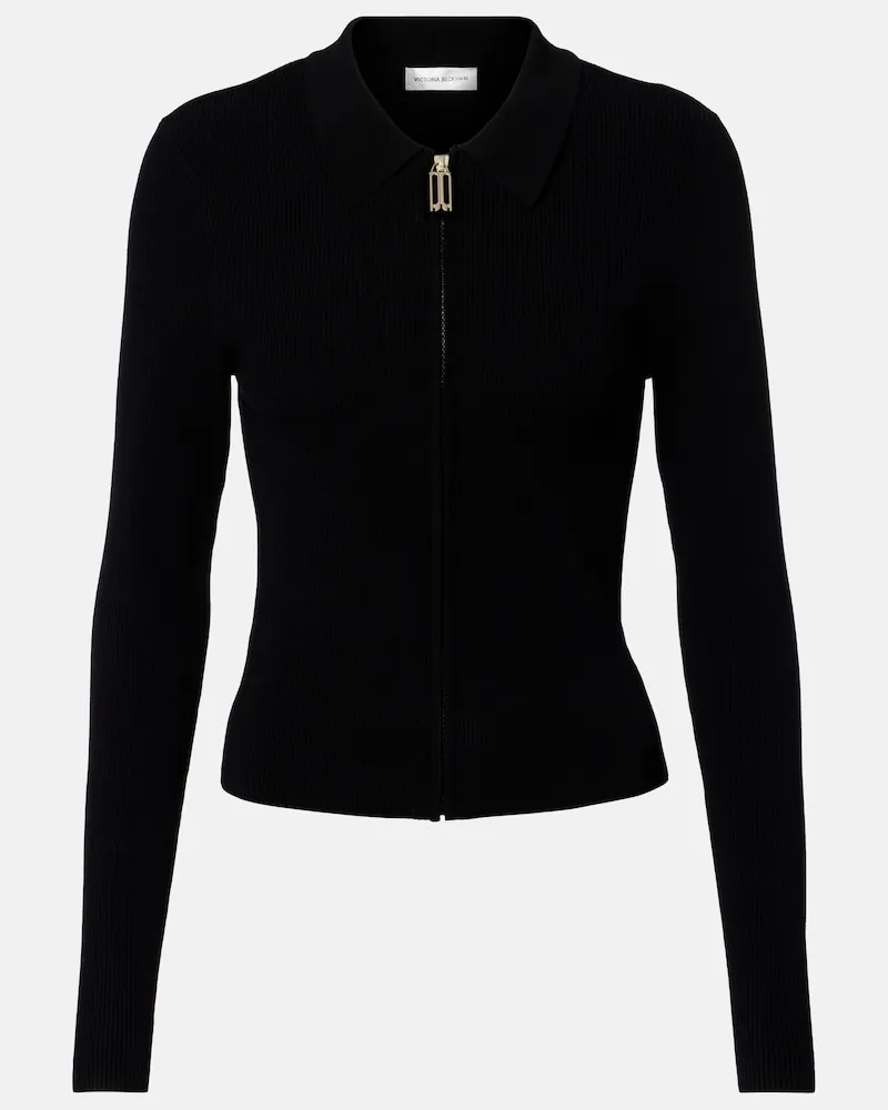 Victoria Beckham Cardigan Mila aus Rippstrick Schwarz