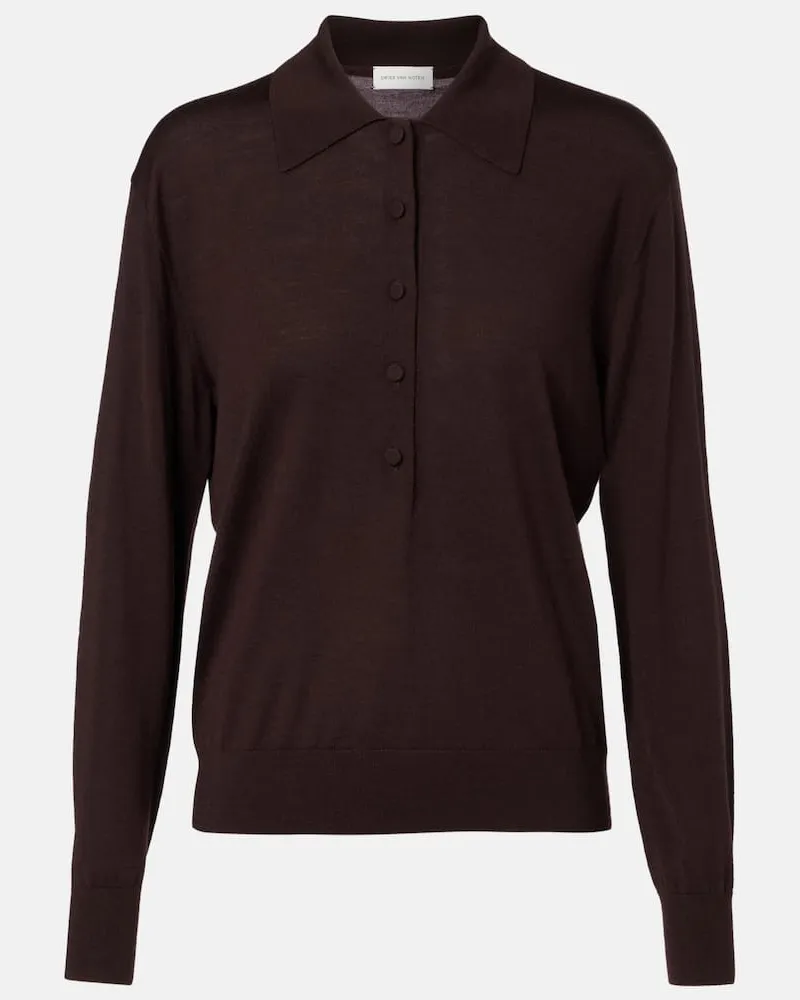 Dries van Noten Polopullover aus Wolle Braun
