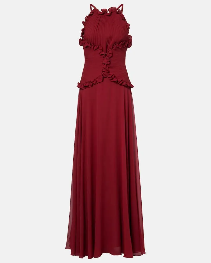 Elie Saab Robe aus Seiden-Georgette Rot