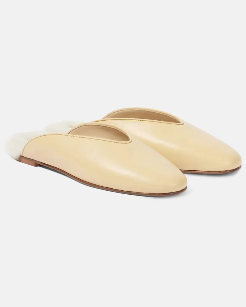 Le Monde Béryl Le Monde Béryl Slippers Regency aus Leder mit Shearling Gelb