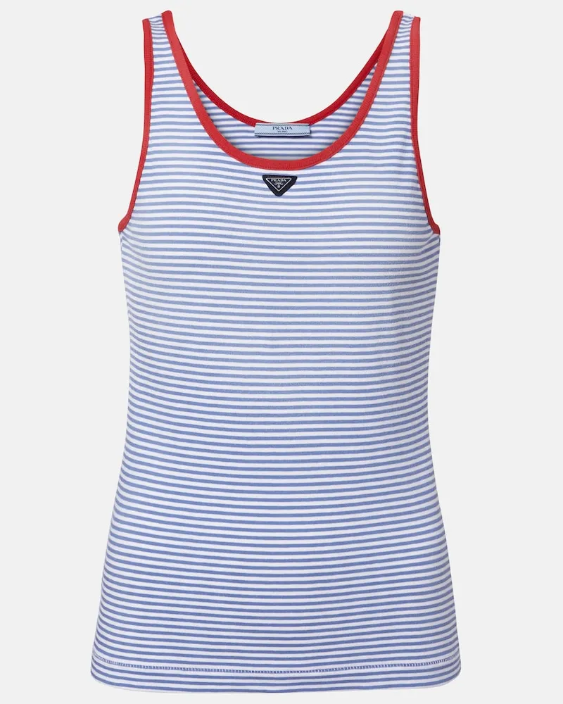 Prada Top aus Baumwoll-Jersey Blau