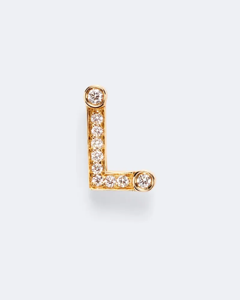 Sophie Bille Brahe Einzelner Ohrring Initial Petite L aus 18kt Gelbgold mit Diamanten Gold