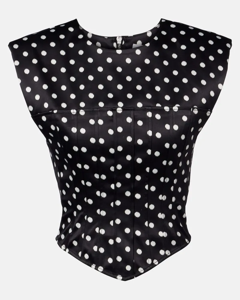 Ganni Top aus Satin Schwarz