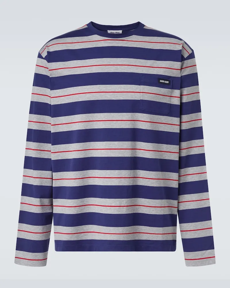 Miu Miu Longsleeve aus Baumwoll-Jersey Multicolor