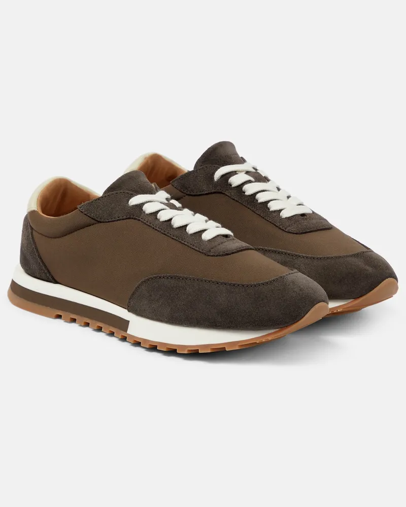 The Row Sneakers Owen Runner mit Veloursleder Braun