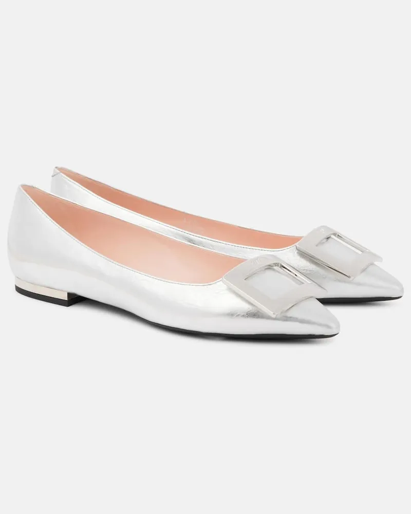 Roger Vivier Ballerinas aus Metallic-Leder Silber