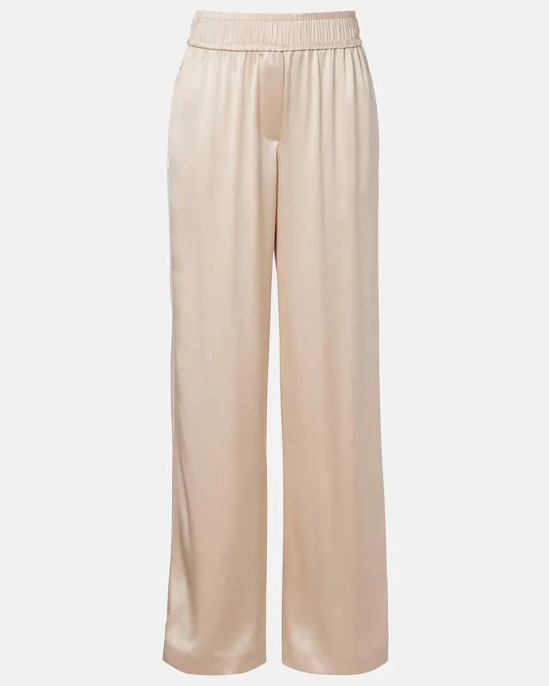 Brunello Cucinelli Weite Hose aus Satin Beige