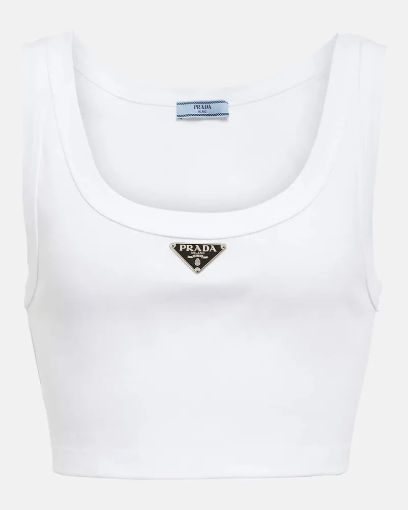 Prada Cropped-Top aus Baumwoll-Jersey Weiß
