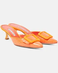 Manolo Blahnik Mules Maysalebi 50 aus Leder Orange