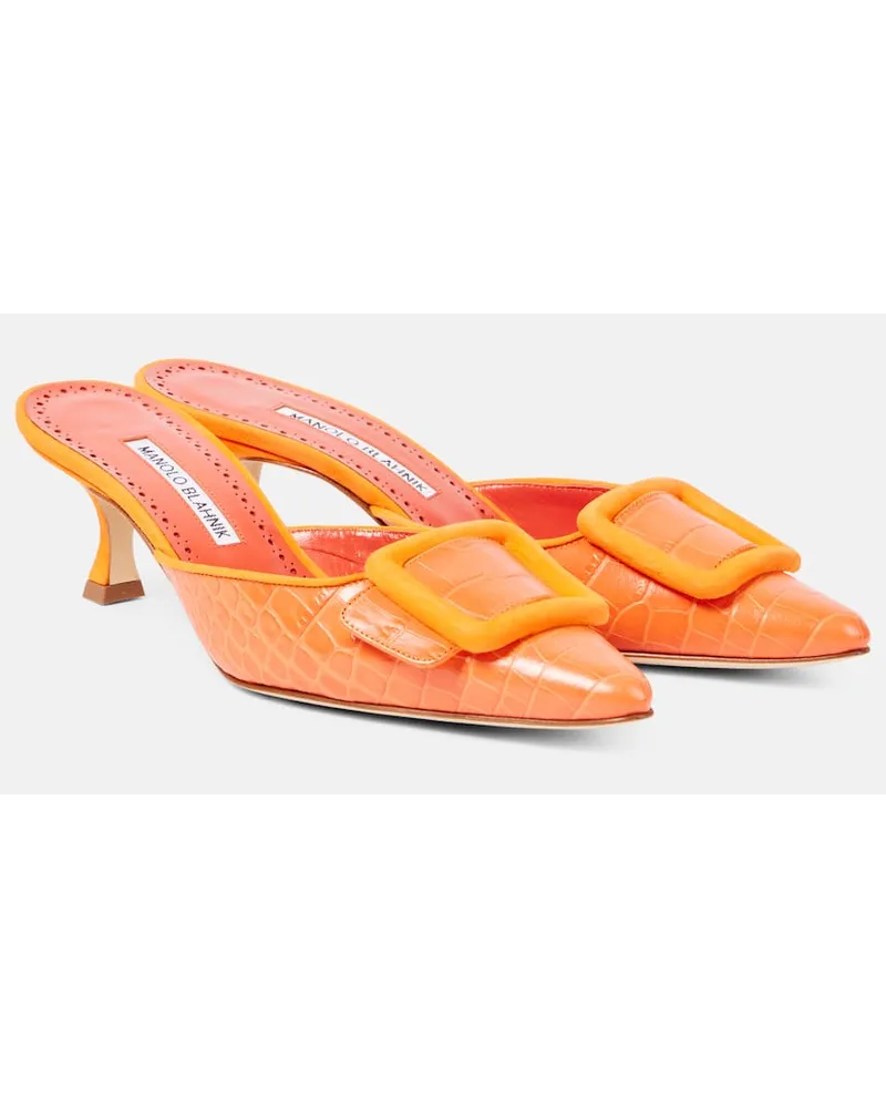 Manolo Blahnik Mules Maysalebi 50 aus Leder Orange