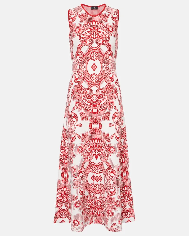 Etro Midikleid aus Jacquard Weiß