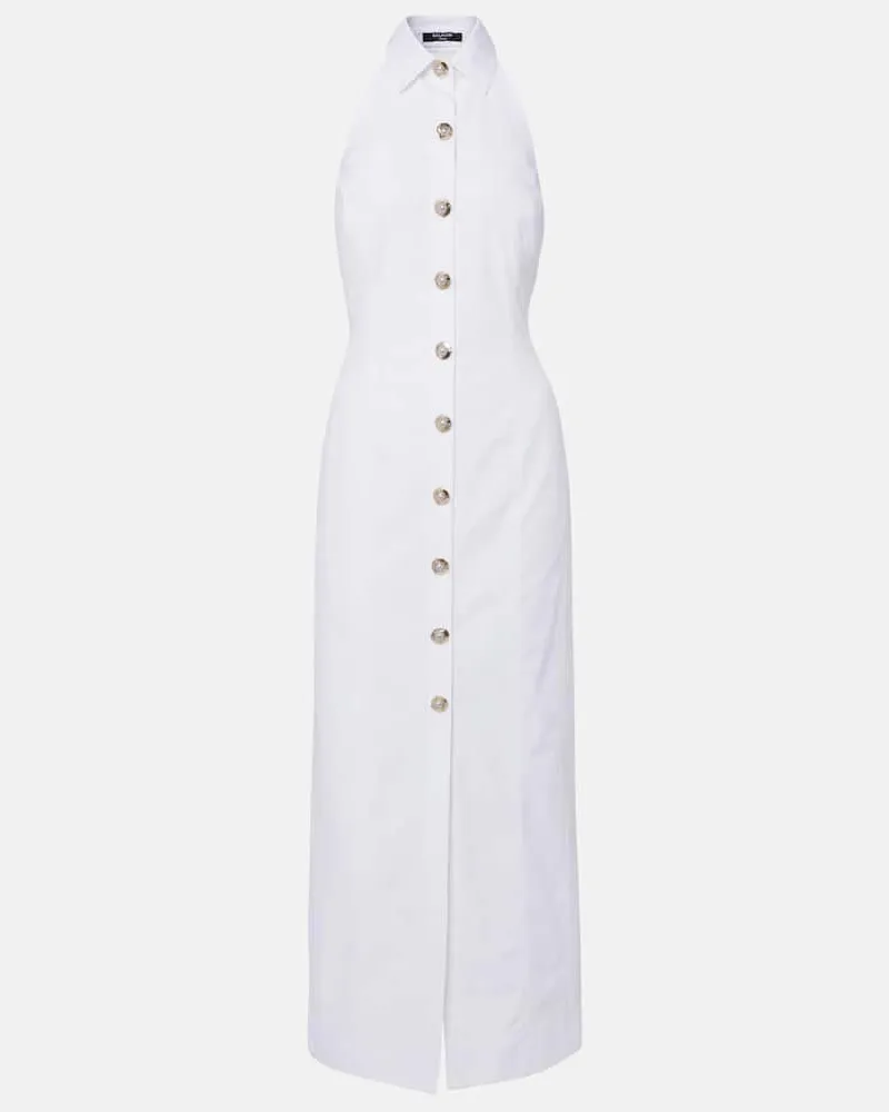 Balmain Hemdblusenkleid aus Baumwollpopeline Weiß