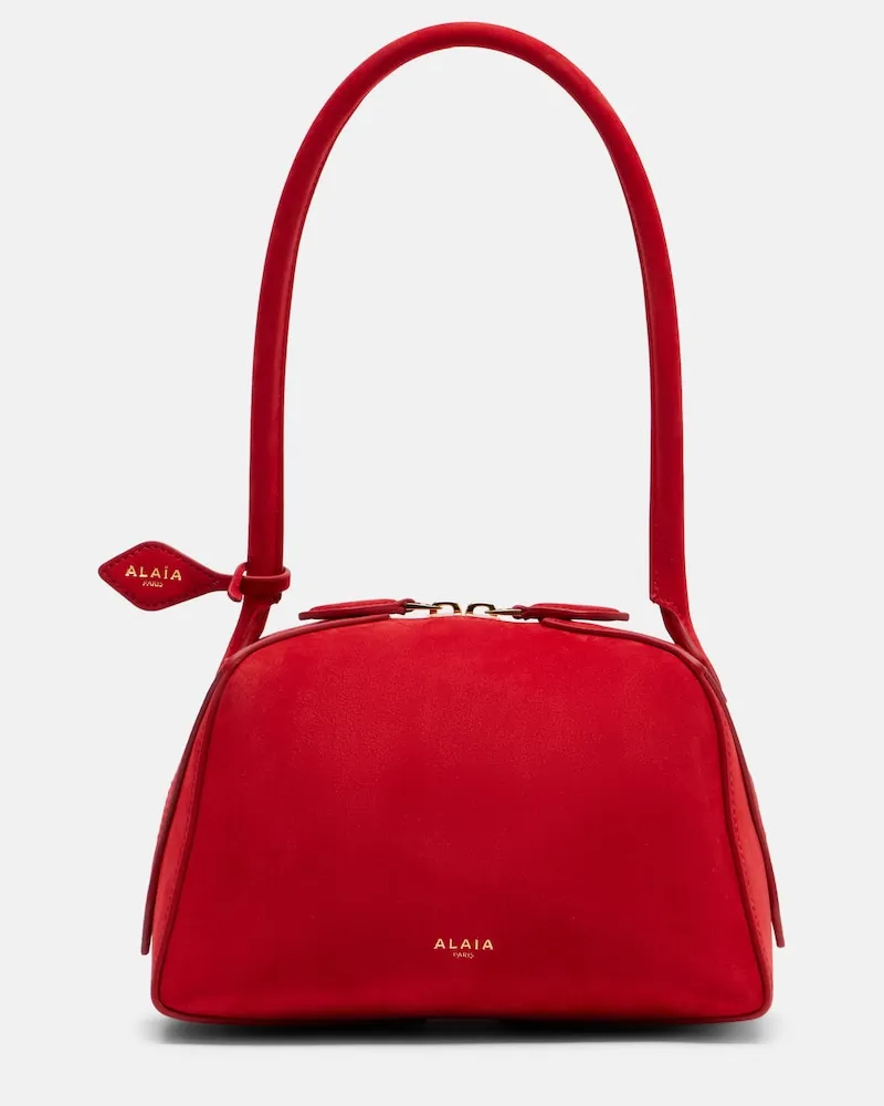 Alaïa Alaïa Schultertasche Le Bouledgue Small aus Veloursleder Rot