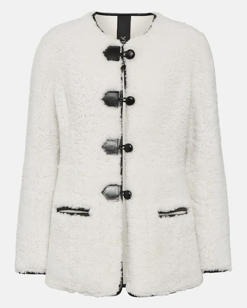 BLANCHA Jacke aus Shearling mit Leder Weiß