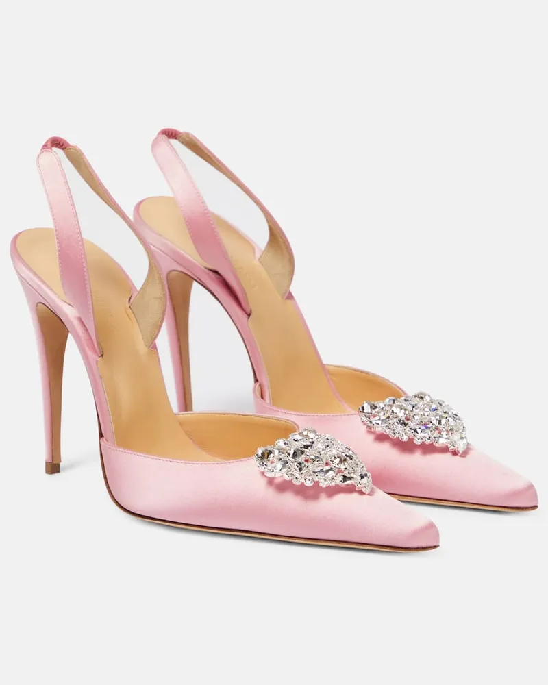 Magda Butrym Verzierte Slingback-Pumps aus Satin Rosa