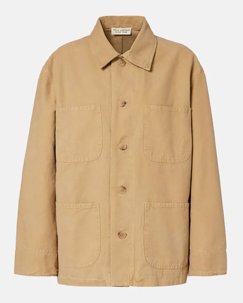 Nili Lotan Hemdjacke Samy aus Baumwolle Beige