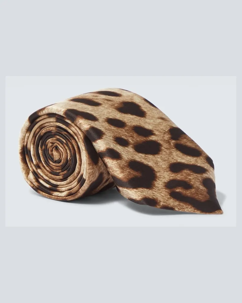 Dolce & Gabbana Bedruckte Krawatte aus Seiden-Twill Beige