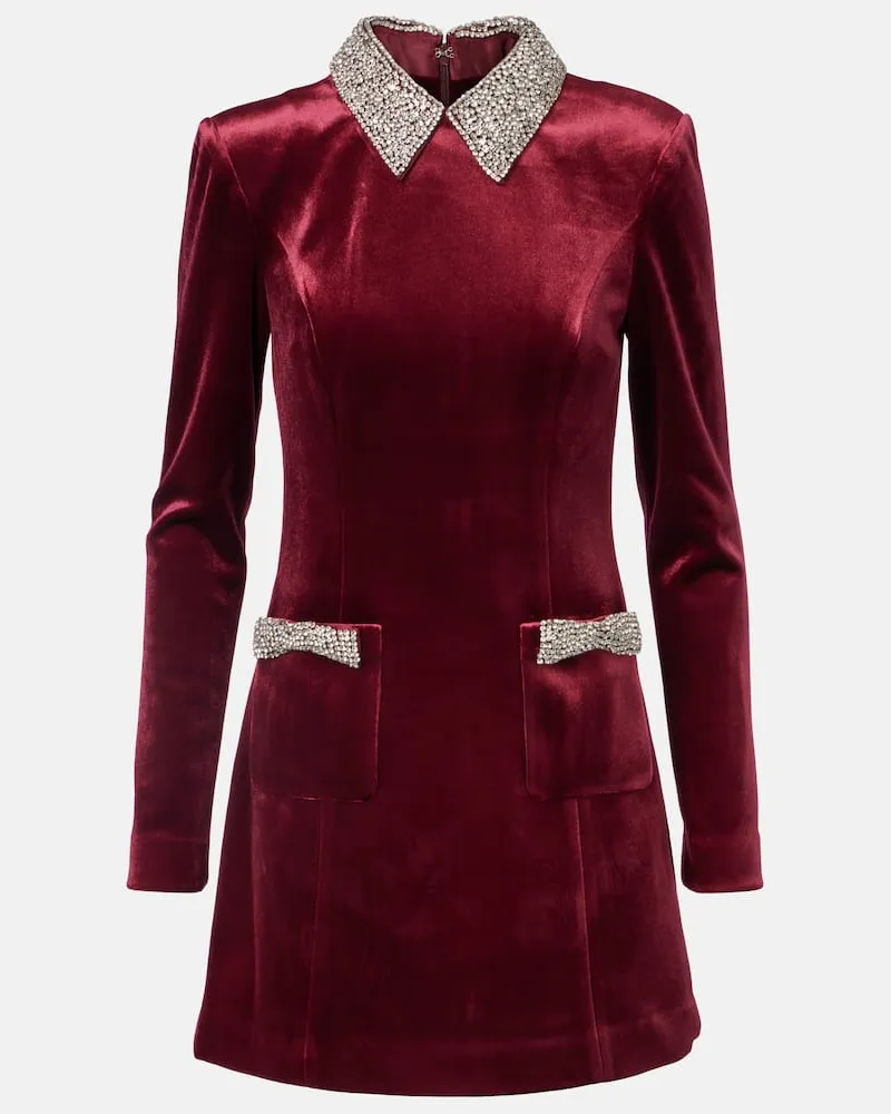 Rebecca Vallance Minikleid Edwiena aus Samt mit Kristallen Burgunderrot
