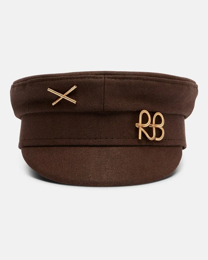 RUSLAN BAGINSKIY Mütze RB aus Leinen-Canvas Braun