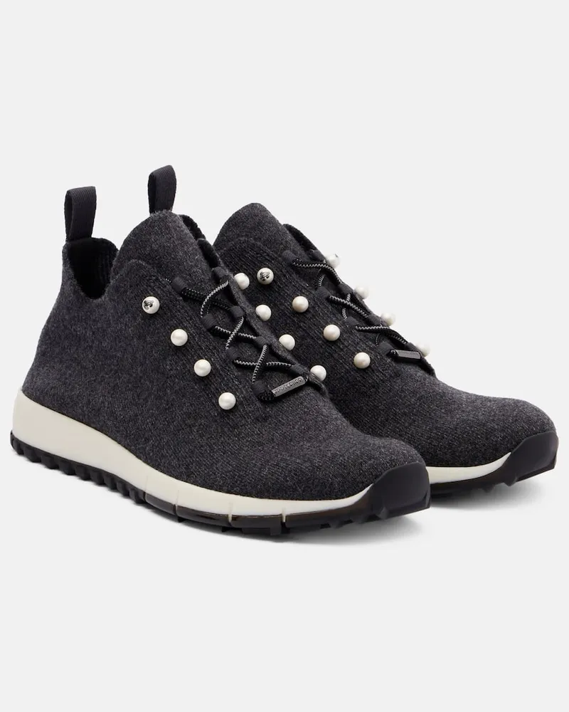 Jimmy Choo Verzierte Sneakers Veles aus Kaschmir Schwarz