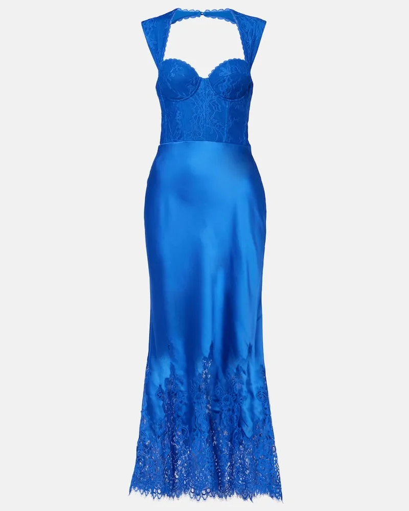 Rebecca Vallance Maxikleid Remi aus Spitze und Satin Blau