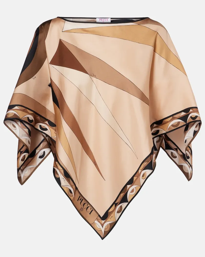 Emilio Pucci Cape Hawaii aus Seidensatin Braun