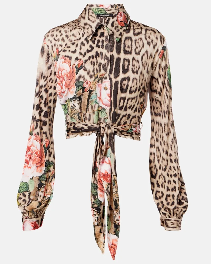 Roberto Cavalli Bedrucktes Hemd Braun