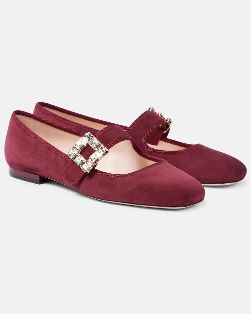 Roger Vivier Mary-Jane-Ballerinas Tres Vivier Babies aus Veloursleder Rot