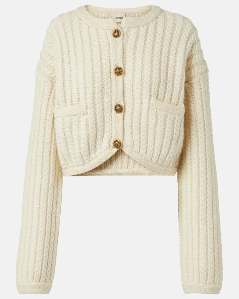 KHAITE Cardigan Balser aus Kaschmir und Mohair Weiß