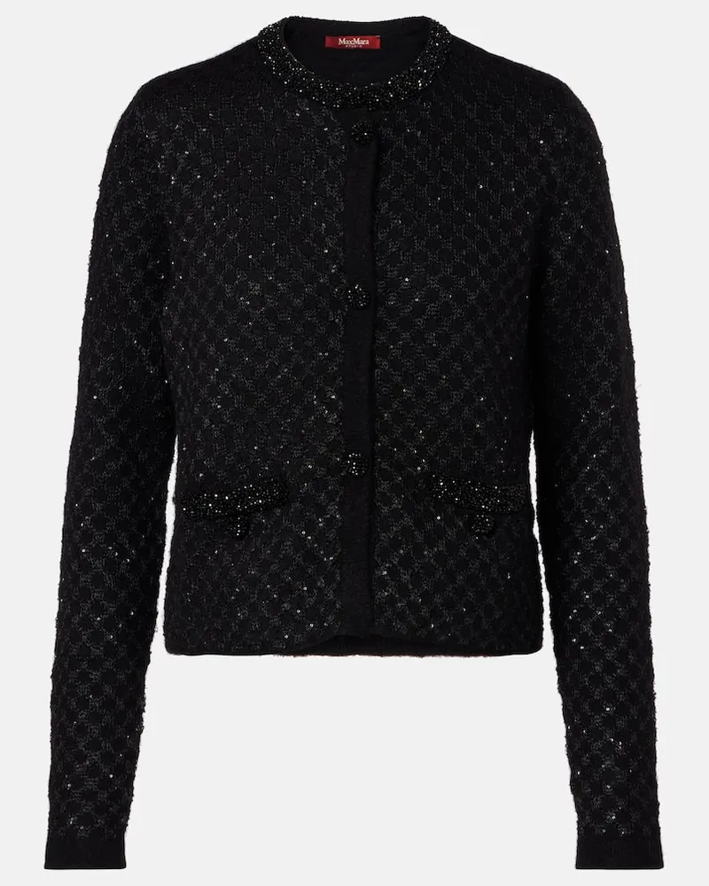 Max Mara Cardigan Perdoni mit Pailletten Schwarz
