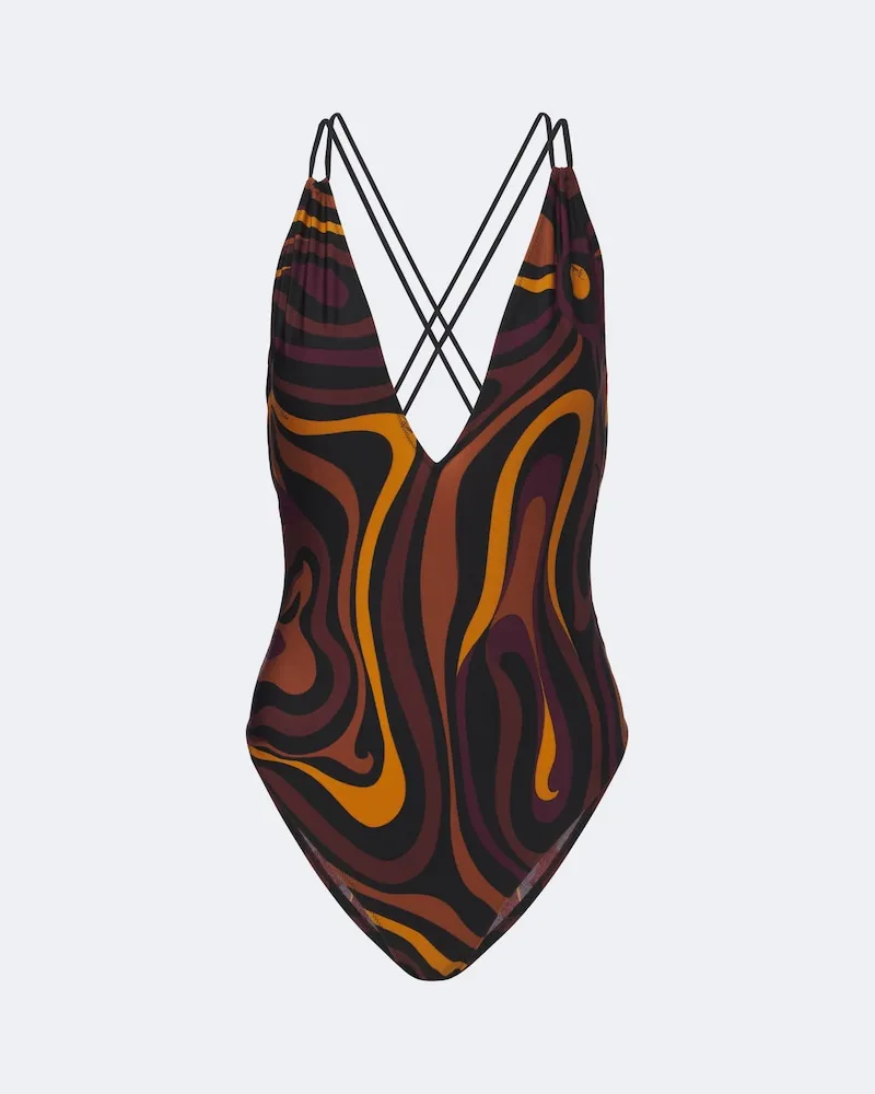 Emilio Pucci Badeanzug Marmo Burgunderrot