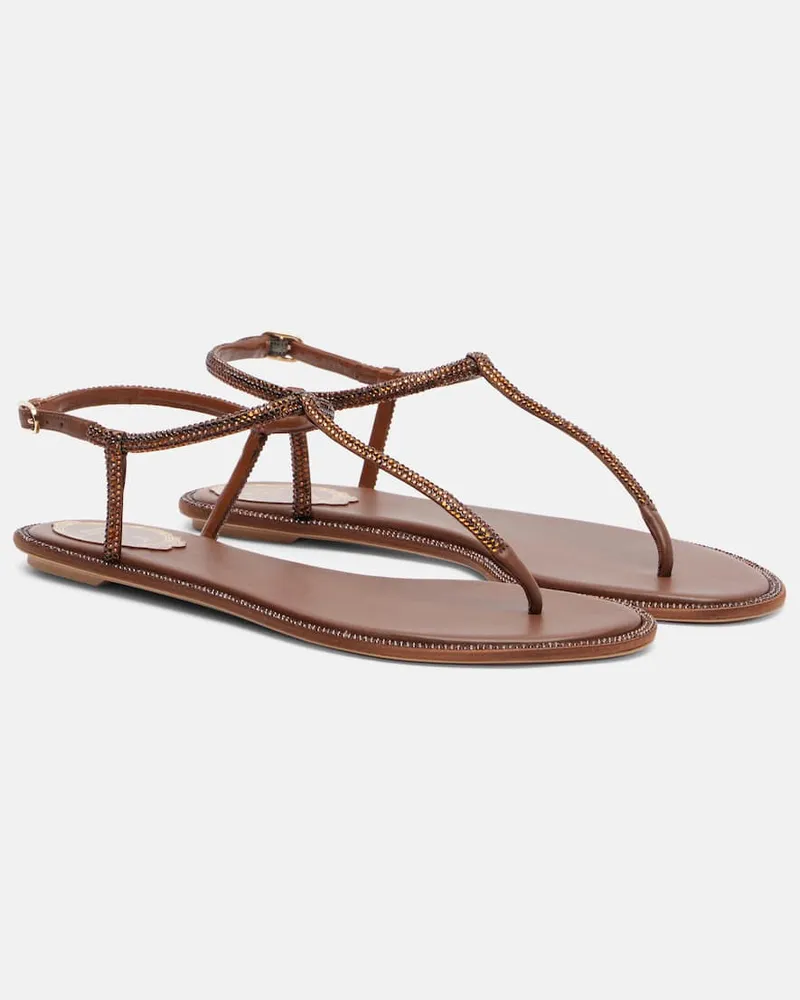 René Caovilla Sandalen Diana aus Satin mit Kristallen Braun