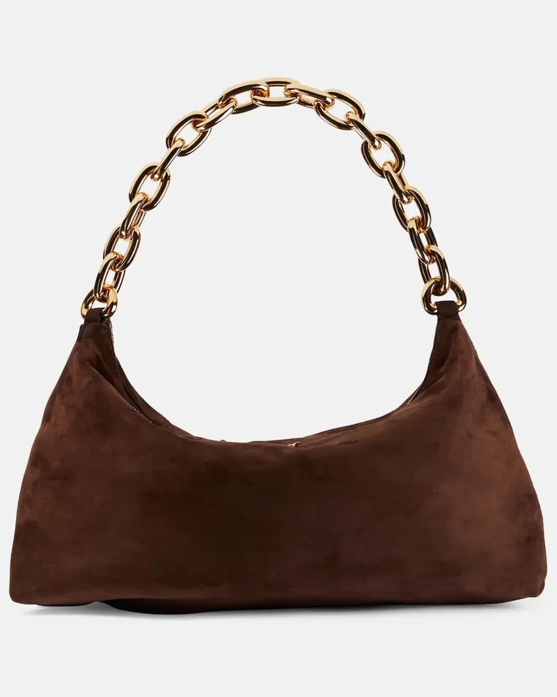 KHAITE Schultertasche Clara aus Veloursleder Braun