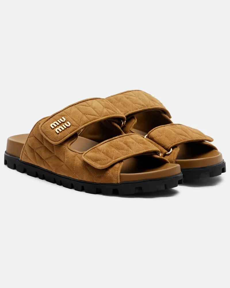 Miu Miu Sandalen aus Veloursleder Grün