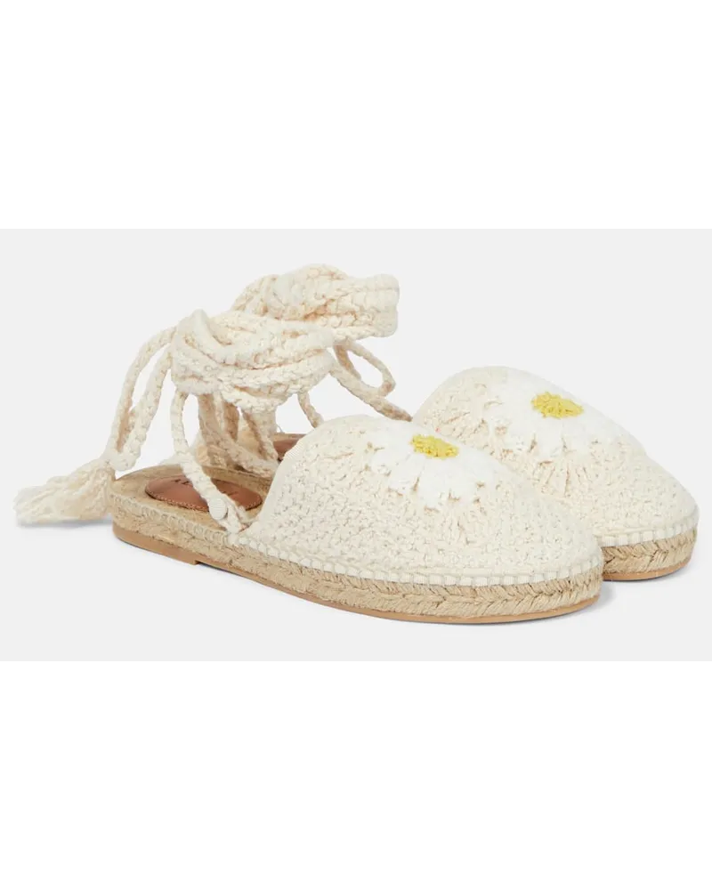 Alanui Espadrilles Daisy aus Haekelstrick Weiss