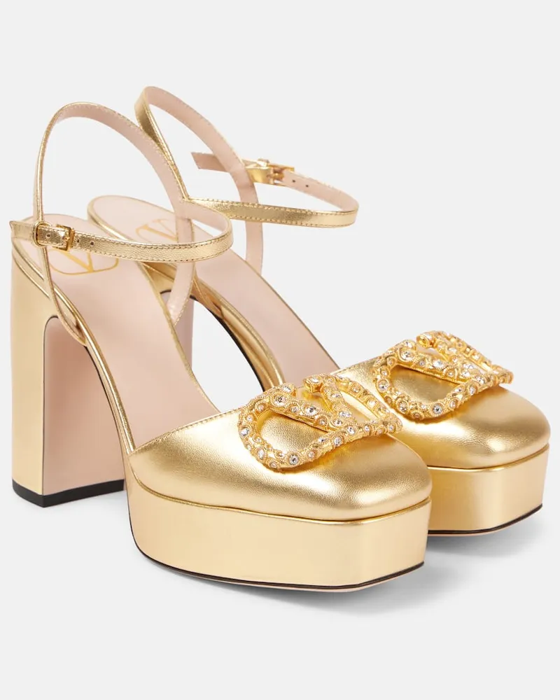 Valentino Garavani Plateau-Pumps VLogo Signature 115 aus Metallic-Leder Metallic