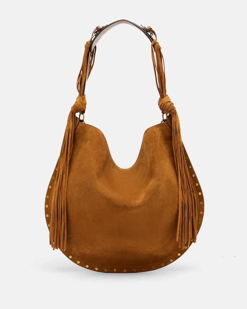 Isabel Marant Schultertasche Oskan Soft Large aus Veloursleder Braun