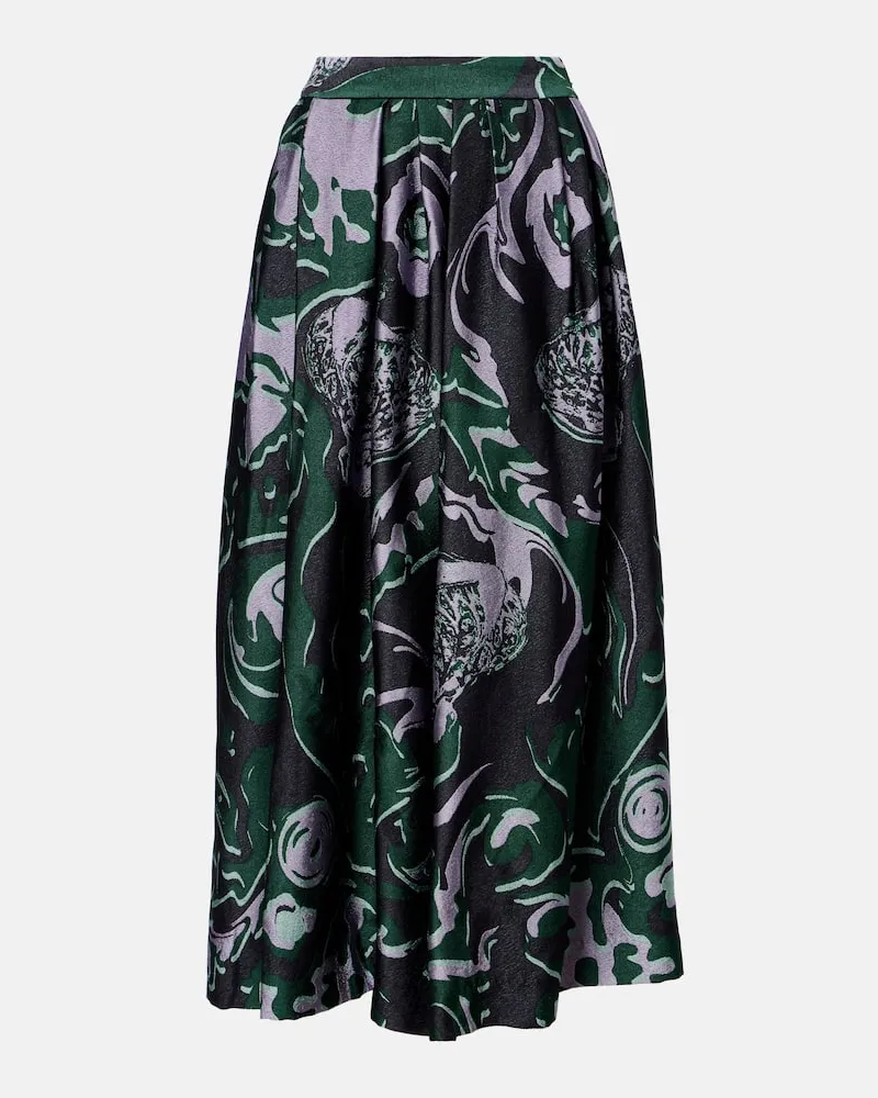 Dries van Noten Bedruckter Midirock Grün
