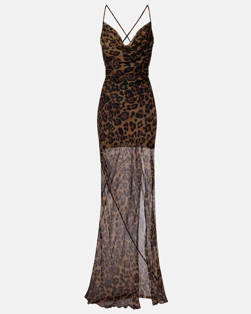 Blumarine Bedrucktes Maxikleid aus Seide Multicolor