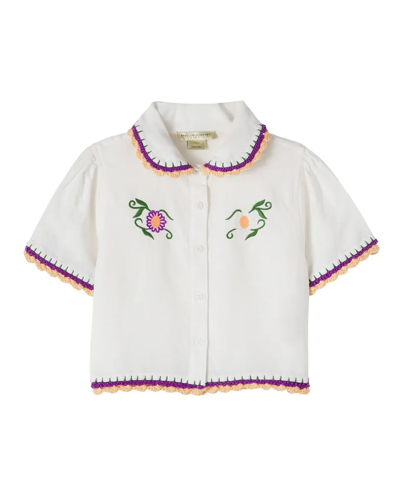 Stella McCartney Kids Hemd aus Leinen und Baumwolle Weiß