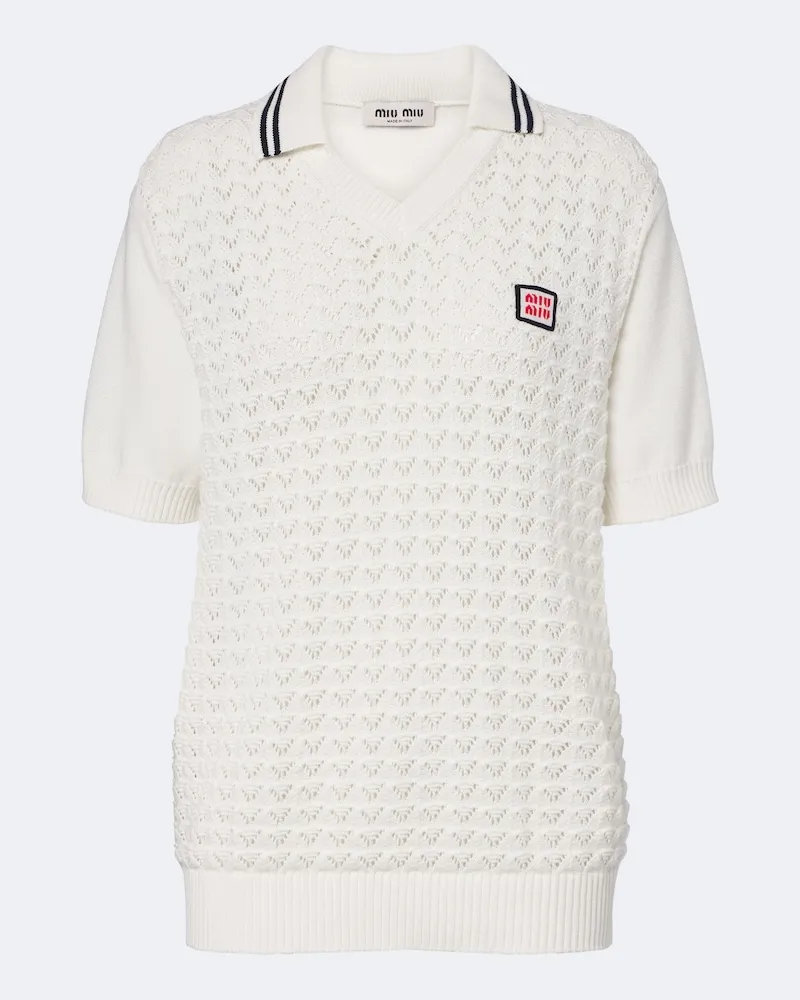 Miu Miu Poloshirt aus Strick Weiß