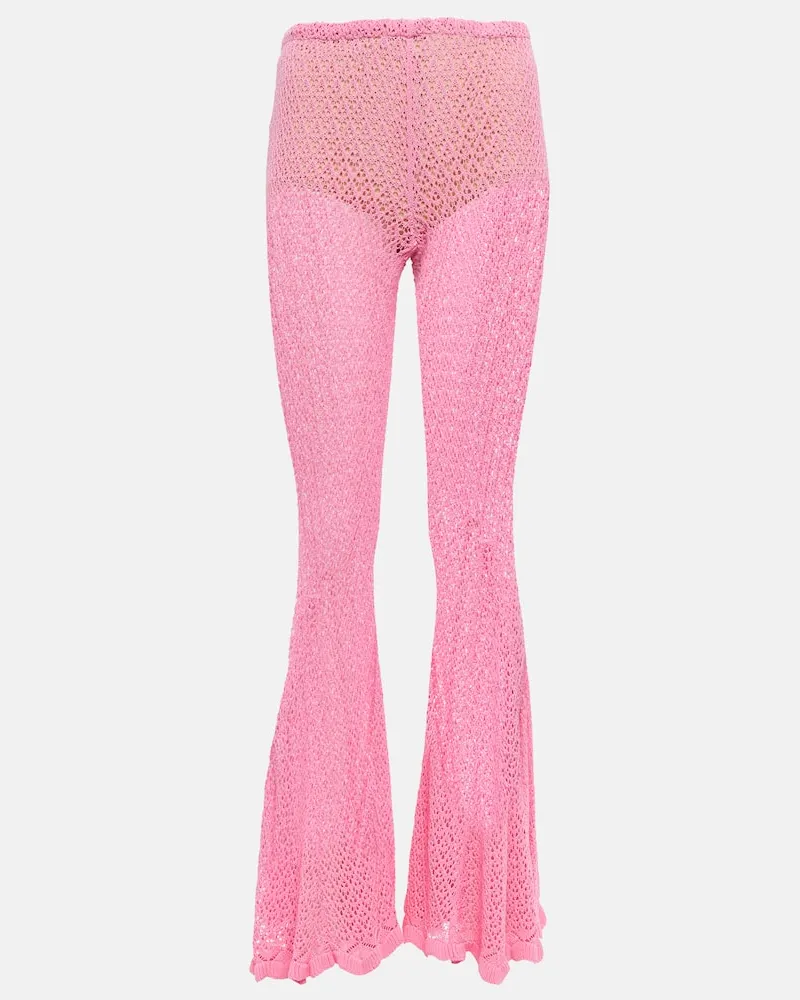 Blumarine Schlaghose aus Häkelstrick Pink