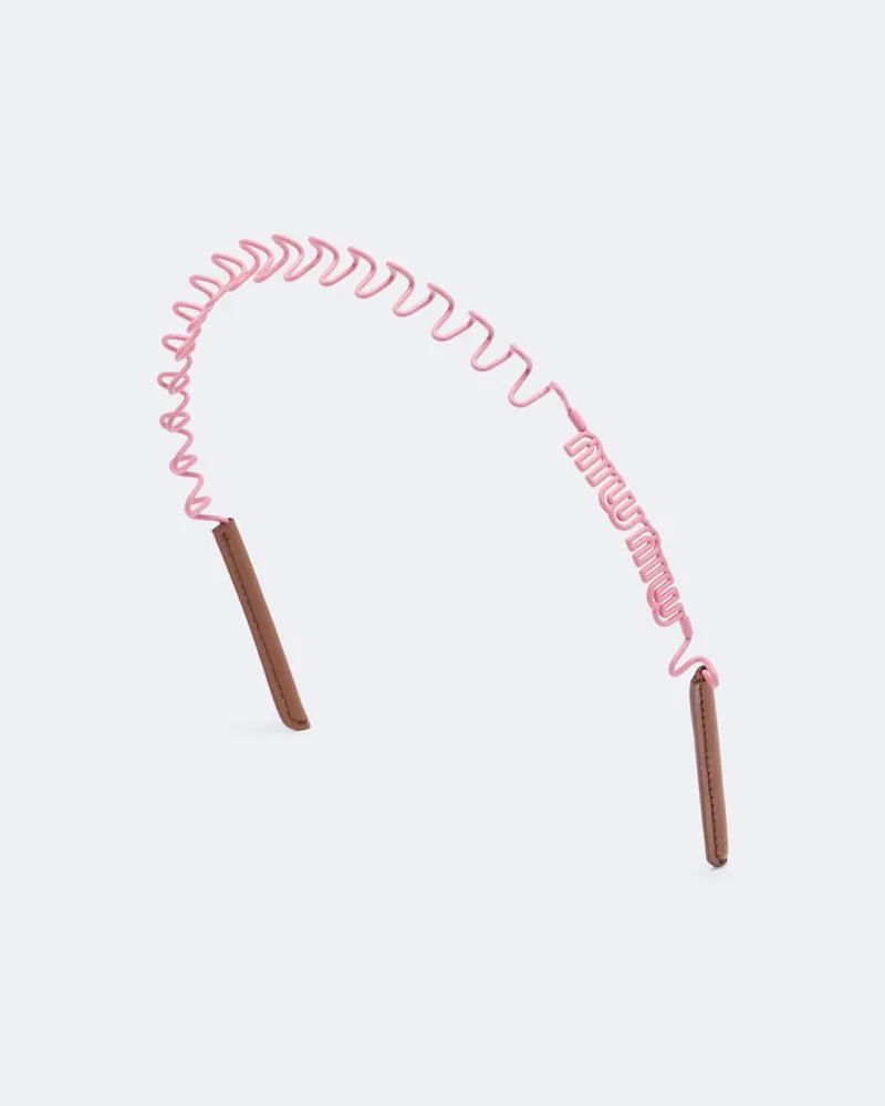 Miu Miu Haarband mit Leder Rosa