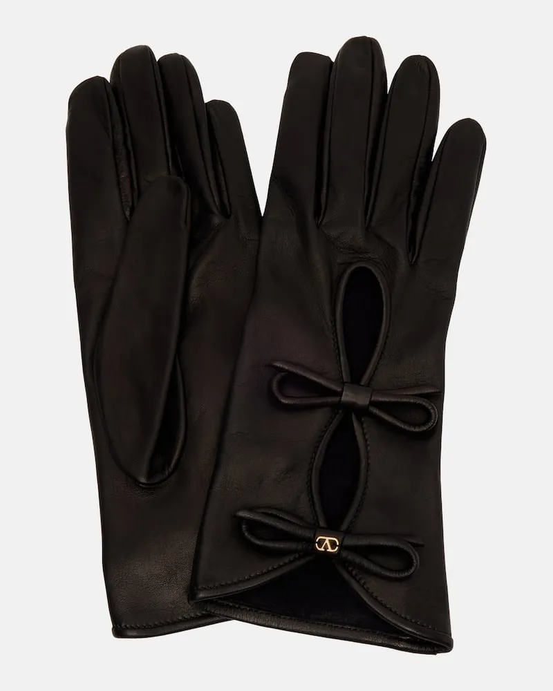 Valentino Garavani Handschuhe VLogo aus Leder Schwarz